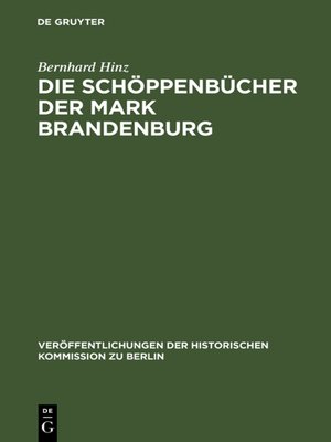 cover image of Die Schöppenbücher der Mark Brandenburg